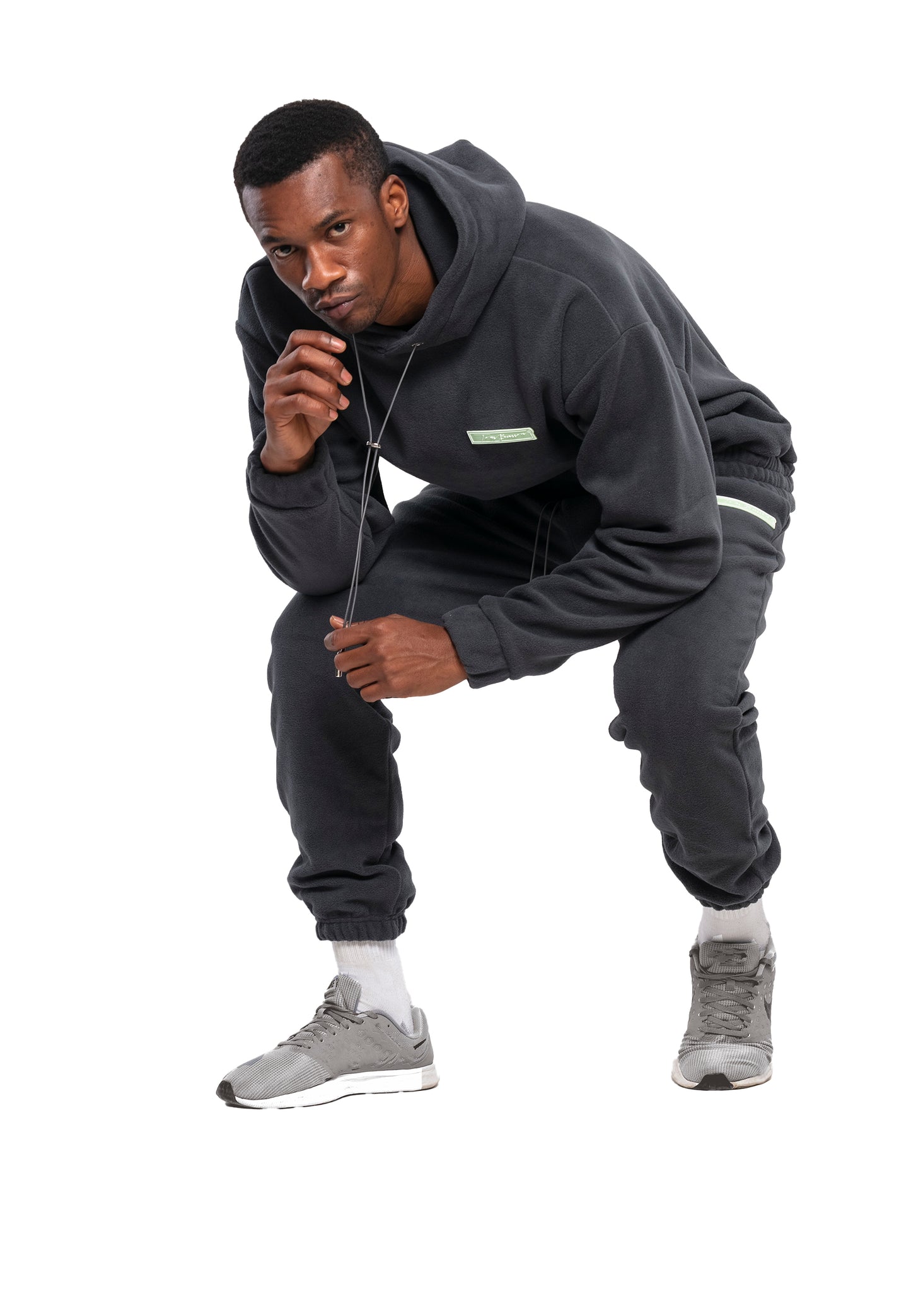 SET FELPA E PANTALONI IN TESSUTO PILE OVERSIZE DA UOMO ANTRACIDO