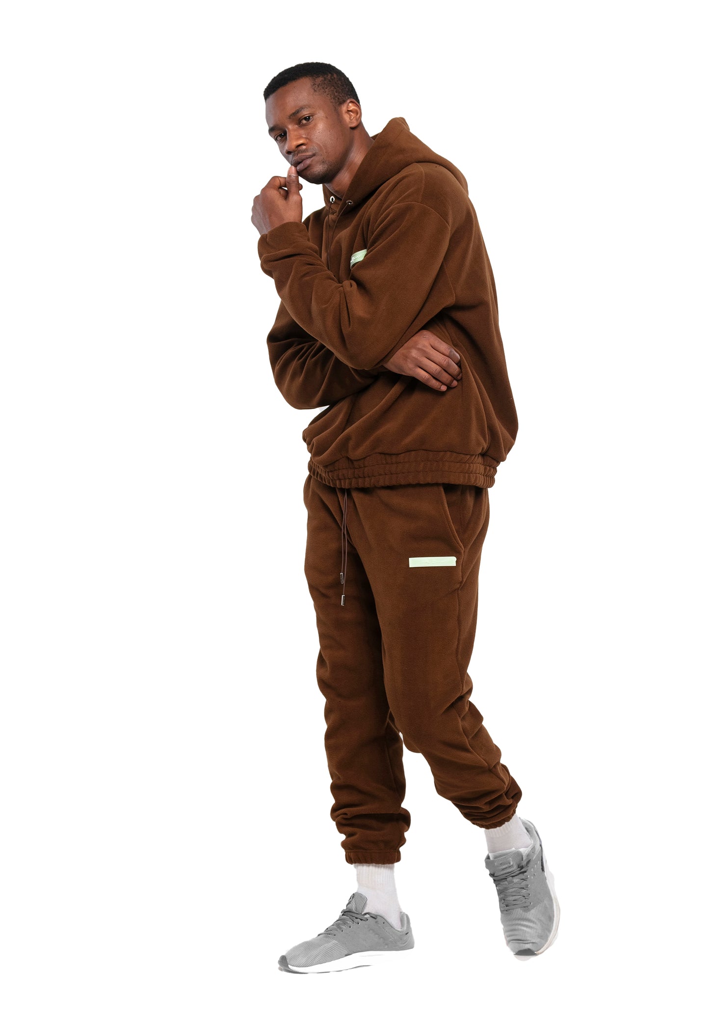 SET FELPA E PANTALONI IN TESSUTO PILE OVERSIZE DA UOMO ANTRACIDO