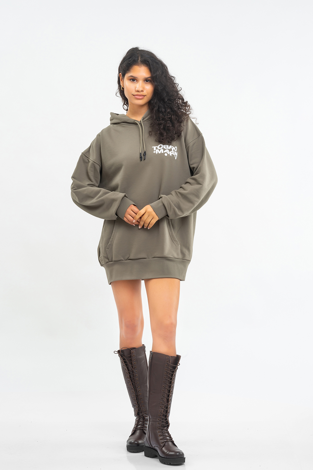 FELPA TUNICA OVERSIZE DONNA NERA