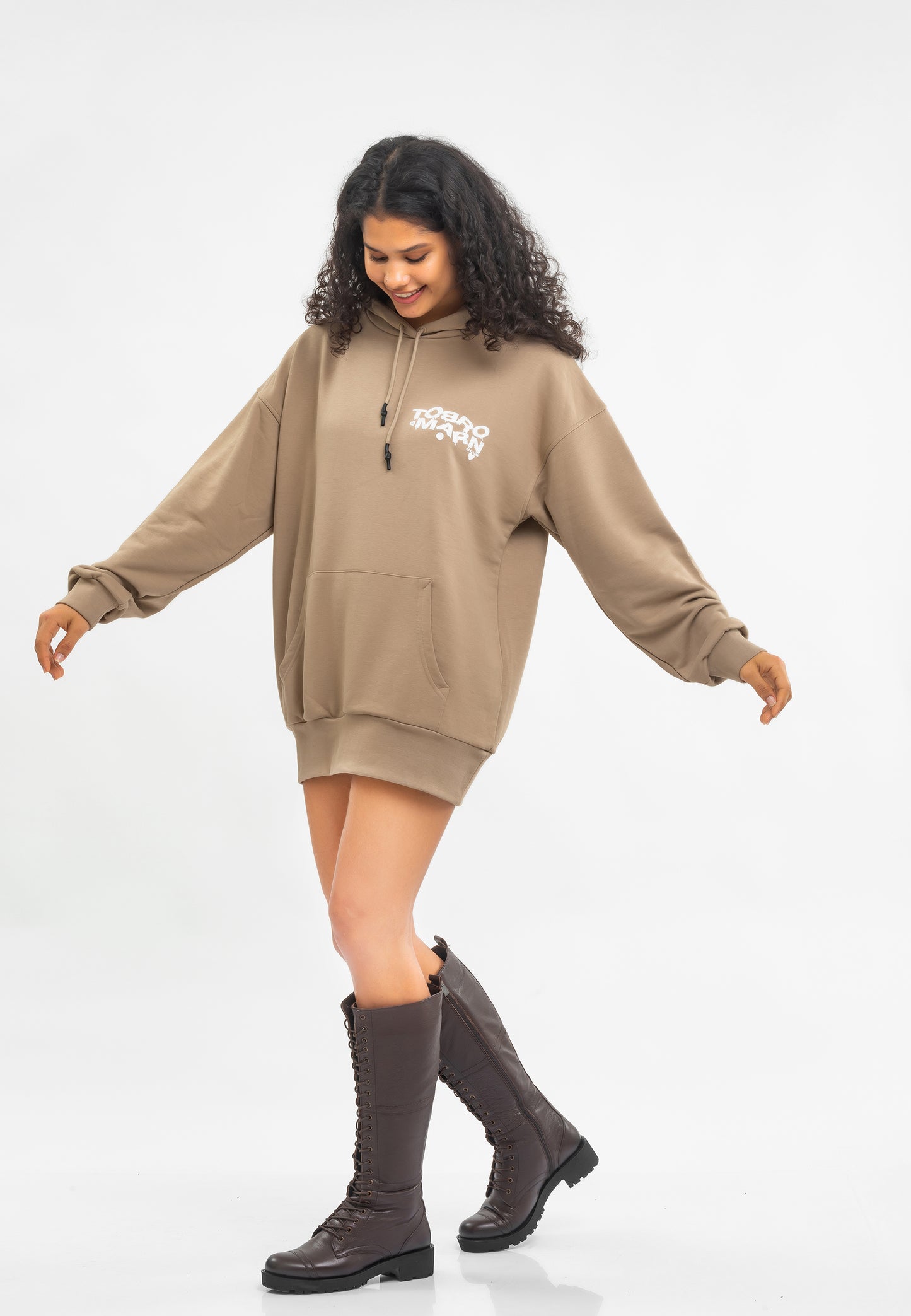 FELPA TUNICA OVERSIZE DONNA NERA
