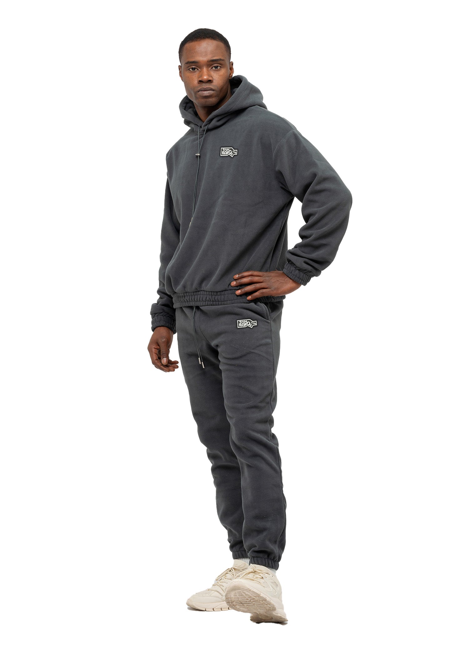 SET FELPA E PANTALONI IN TESSUTO PILE OVERSIZE DA UOMO ANTRACIDO