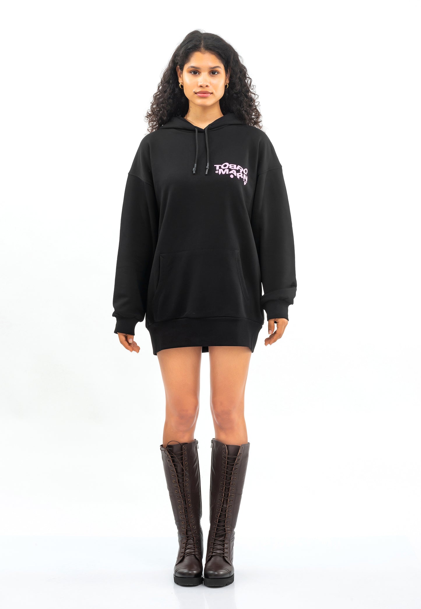 FELPA TUNICA OVERSIZE DONNA NERA