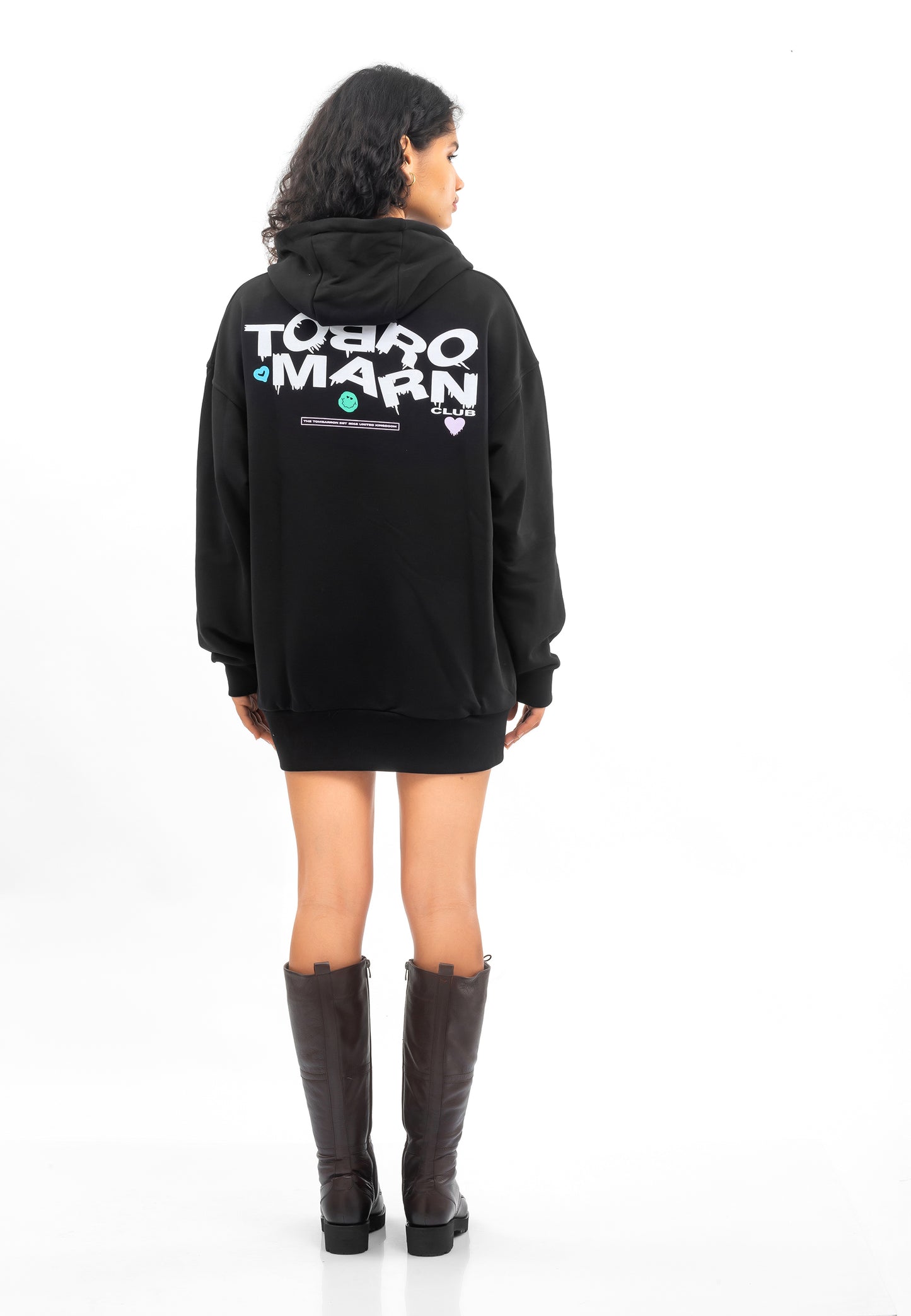 FELPA TUNICA OVERSIZE DONNA NERA