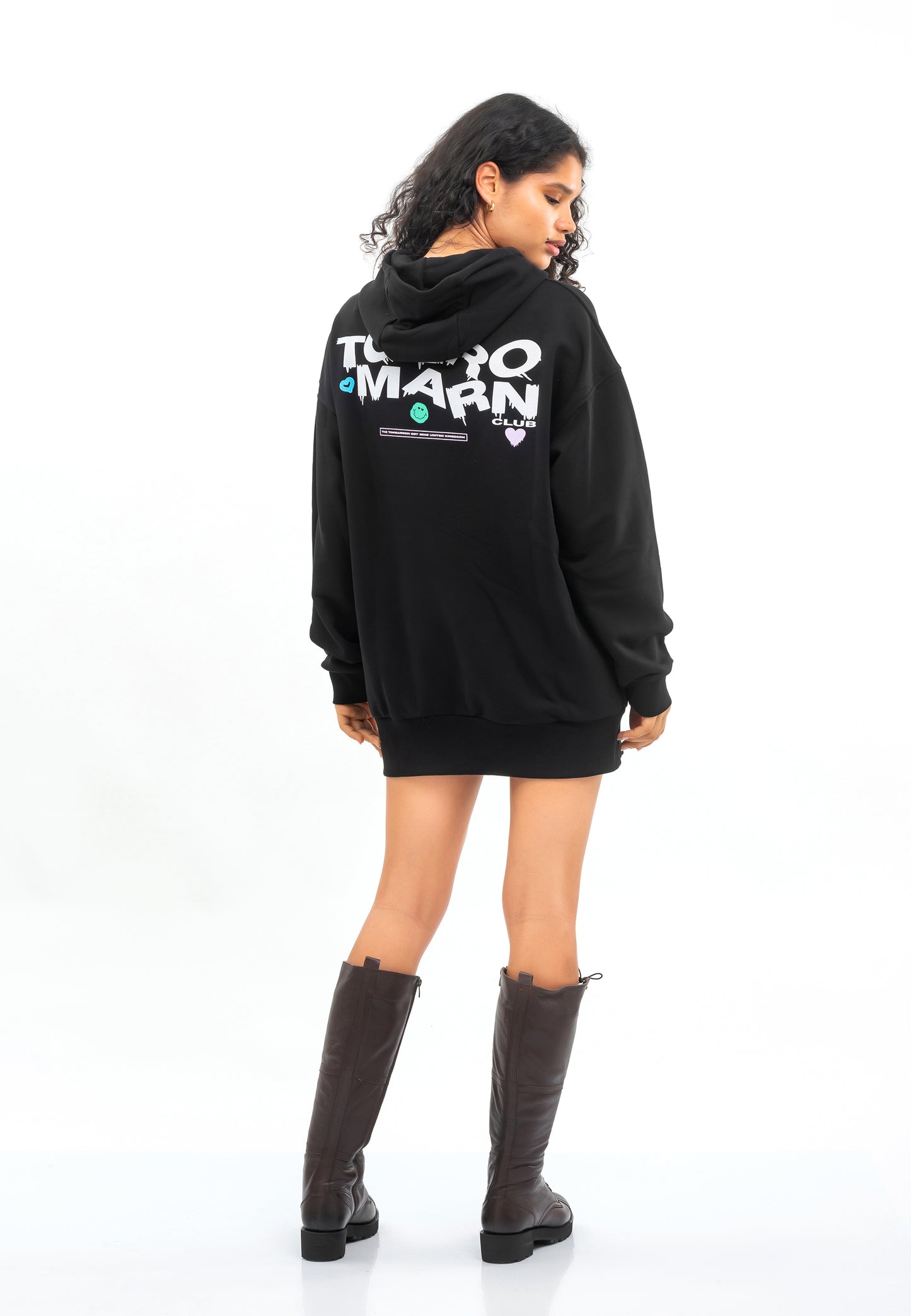 FELPA TUNICA OVERSIZE DONNA NERA