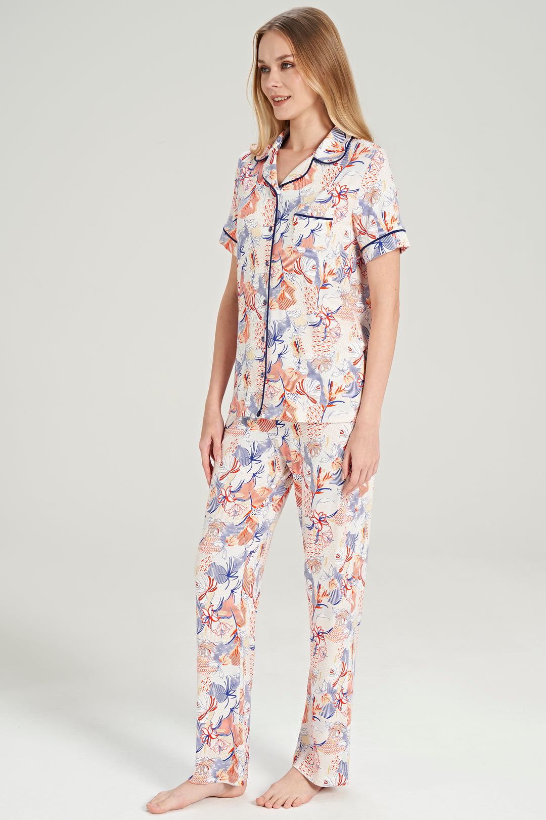 Floral Button-Up Pajama Set