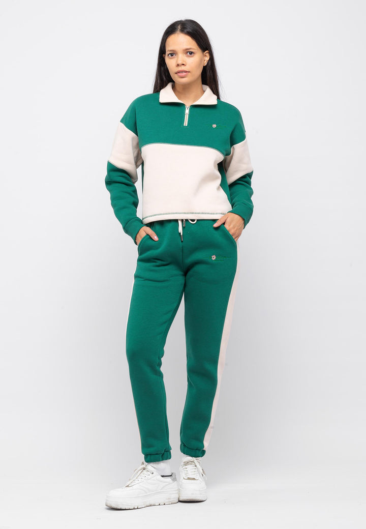 Floral Embroidered Half-Zip Tracksuit
