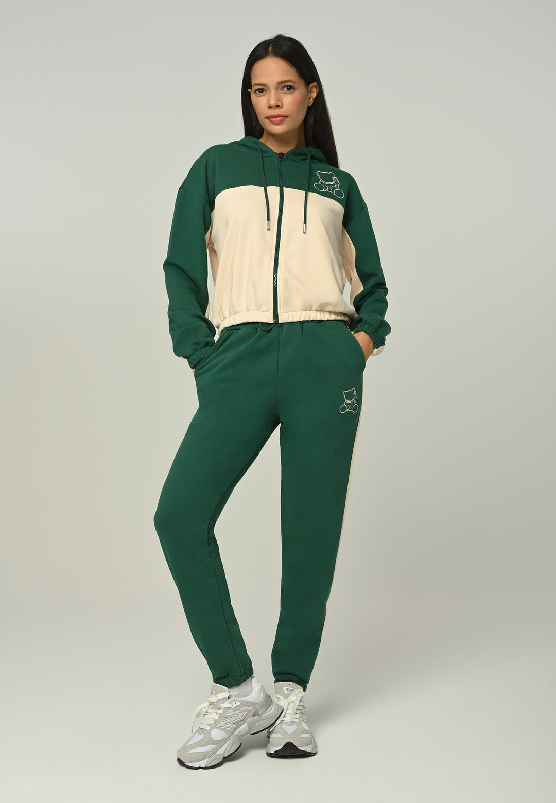 Cuddly Bear Embroidered Zip-Up Women's Tracksuit